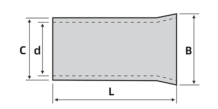Non-insulated-cord end-terminal-size-marking