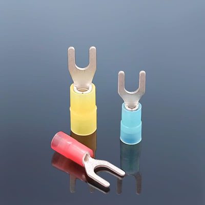Nylon Insulated Fork Terminals | Spade Crimp Connectors | AWG 22–10