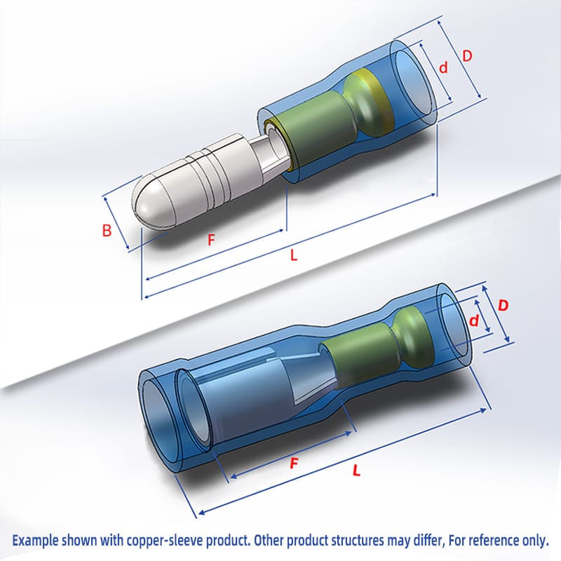 3D cross‑section structure diagram of bullet disconnector with dimension marking