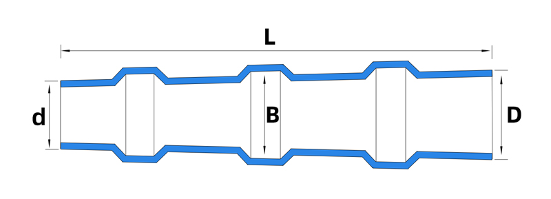 SST solder sealed terminal cross section drawing, dimension diagram D d B L for solder wire connector
